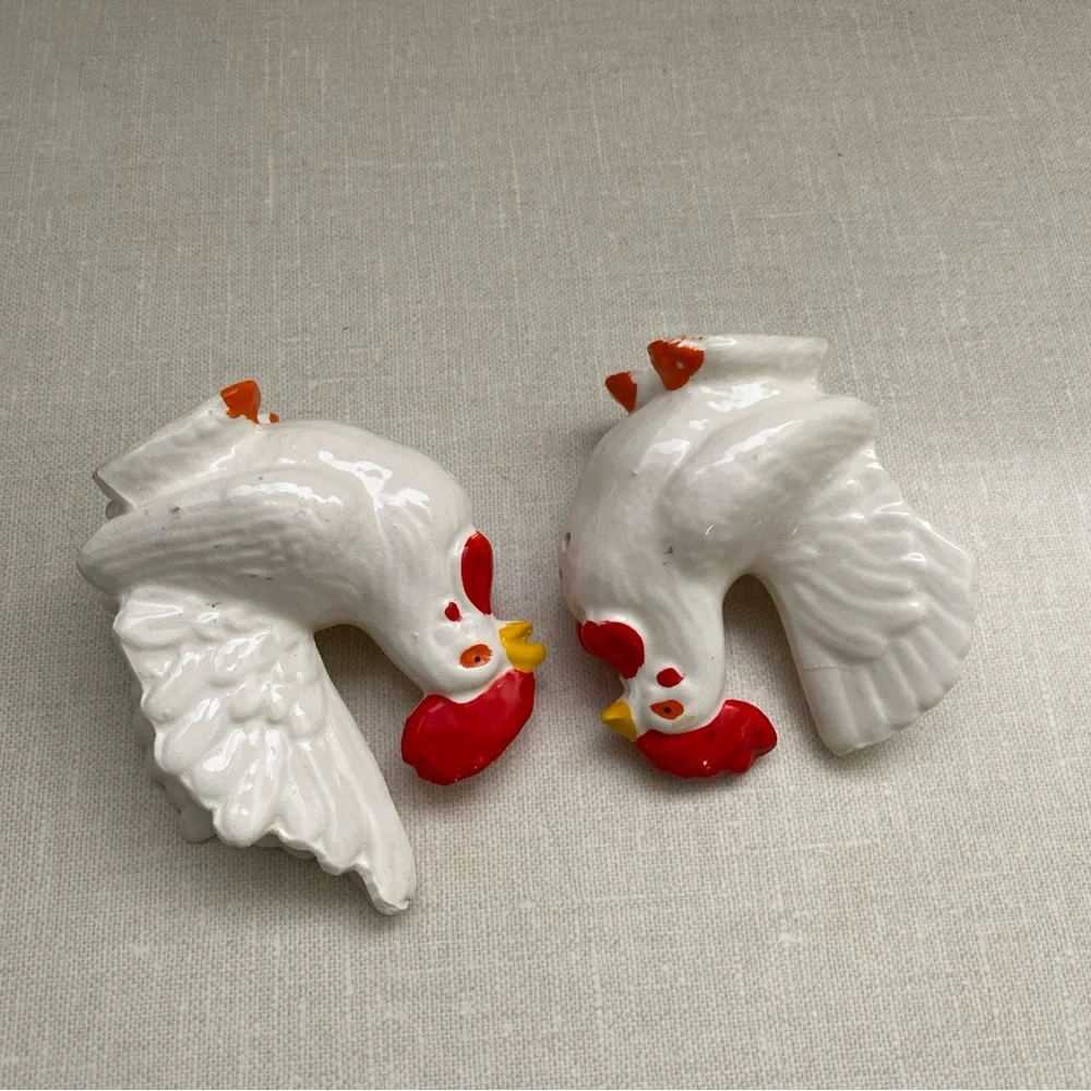 Vintage Japan Rooster Hen Chicken Salt And Pepper Shakers‎ Set